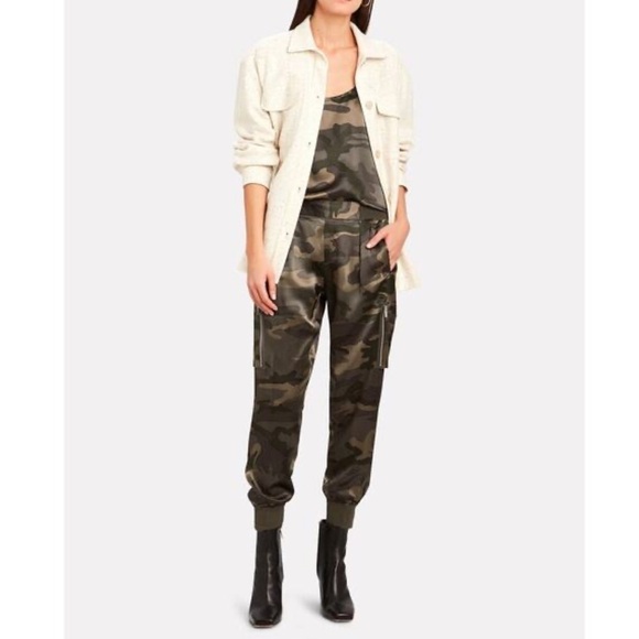 ATM Cargo Joggers Green Camo Small Silk Drawstring Waist Pockets - Picture 1 of 16